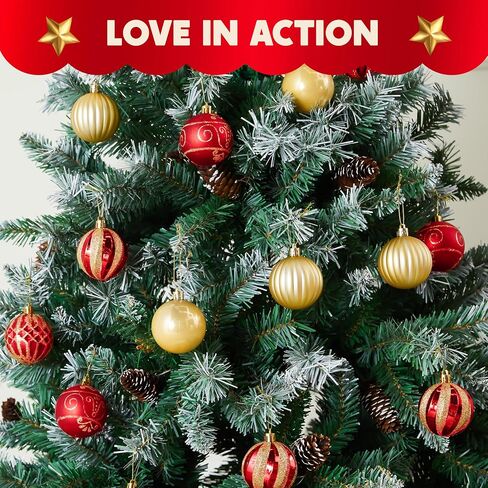 JOIEDOMI 30 Pcs 2.36" Christmas Balls Ornaments Set, Red & Gold Christmas Tree Decorations, Xmas Shatterproof Hanging Balls Ornaments for Christmas Tree Garland Holiday Party Supplies Indoor Decor in Saudi Arabia