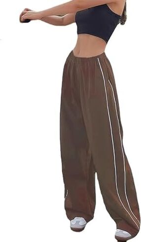 Y2K Pants Track Pants Parachute Pants High Waisted Pants with Pockets Aesthetic Pants Trendy Baggy Sweatpants in Saudi Arabia