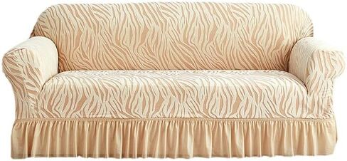 Thick Sofa Cover with Skirt, Stretchable Full Cover Dustproof Sofa Towel Couch Slipcover，Pure Color Combination Sofa Cover, for Furniture Protection (Beige A,1 Seater 90-140cm) in Saudi Arabia