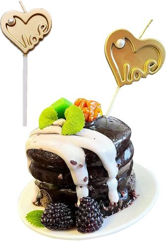 Romantic Love Heart Candles,Gold-Plated Love Sharped Cake Candles,Magic Fun Long Lasting Burn for Proposal Wedding Birthday Anniversary Baby Shower,Cake Decoration (Love Heart) in Kuwait