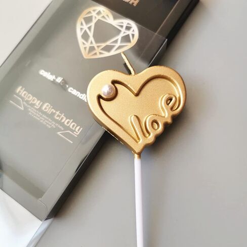 Romantic Love Heart Candles,Gold-Plated Love Sharped Cake Candles,Magic Fun Long Lasting Burn for Proposal Wedding Birthday Anniversary Baby Shower,Cake Decoration (Love Heart) in Kuwait