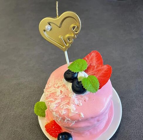 Romantic Love Heart Candles,Gold-Plated Love Sharped Cake Candles,Magic Fun Long Lasting Burn for Proposal Wedding Birthday Anniversary Baby Shower,Cake Decoration (Love Heart) in Kuwait