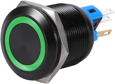 LED Button Switch,22mm 12V LED Waterproof Self-Locking Latching Push Button Switch (Green) in Saudi Arabia