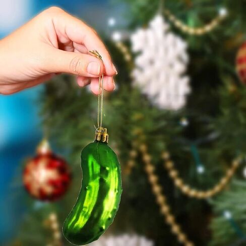 NJN 8Pcs Christmas Pickle Ornament, Shatterproof Plastic Ornaments for Christmas Tree, Traditional German Xmas Decoration in Saudi Arabia