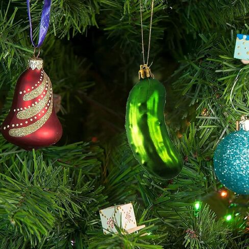 NJN 8Pcs Christmas Pickle Ornament, Shatterproof Plastic Ornaments for Christmas Tree, Traditional German Xmas Decoration in Saudi Arabia