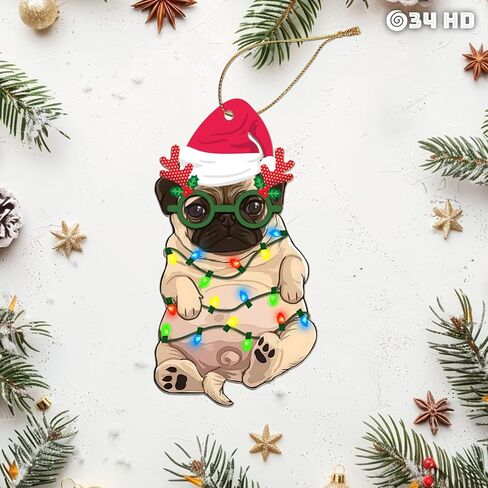 34HD Gifts for Christmas, Cucumber Pickle Christmas Ornament Wooden 2-Side Printed, Cucumber Pickle Gifts for Pickle Lovers, Christmas Decorations in Kuwait