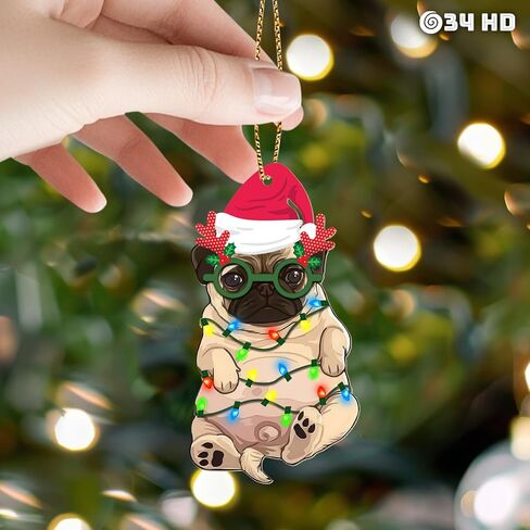 34HD Gifts for Christmas, Cucumber Pickle Christmas Ornament Wooden 2-Side Printed, Cucumber Pickle Gifts for Pickle Lovers, Christmas Decorations in Kuwait