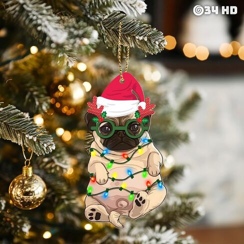 34HD Gifts for Christmas, Cucumber Pickle Christmas Ornament Wooden 2-Side Printed, Cucumber Pickle Gifts for Pickle Lovers, Christmas Decorations in Kuwait