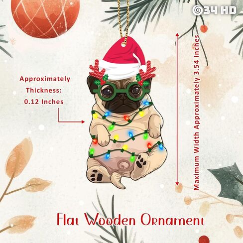 34HD Gifts for Christmas, Cucumber Pickle Christmas Ornament Wooden 2-Side Printed, Cucumber Pickle Gifts for Pickle Lovers, Christmas Decorations in Kuwait