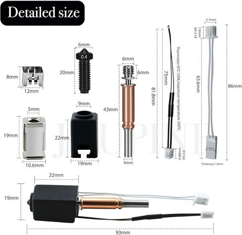 JUUPINE V2.0 السيراميك ترقية Hotend لطابعة Kobra 3 /Kobra 3 Combo ثلاثية الأبعاد، طقم أطراف ساخنة مجمعة للتسخين السريع، فوهة فولاذية صلبة 24 فولت 60 وات رأس طباعة لـ Anycubic Kobra 3/ACE Pro (قطعتان) in Kuwait