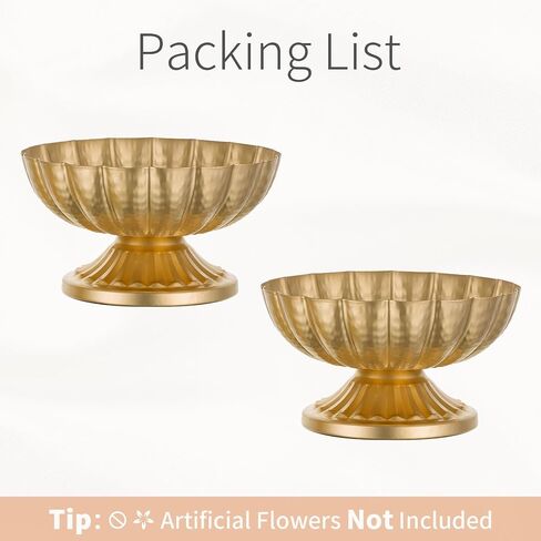 Inweder Gold Vases for Centerpieces: 2 Pcs Vintage Gold Compote Bowl Vase Metal Trumpet Vase Urns Compote Vase Gold Pedestal Vases for Centerpieces Party Event Anniversary Home Decor in Saudi Arabia