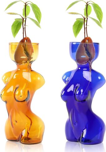 Propagation Vases Glass Vase for Plants Propagation Jars Unique Flower Vase for Avocado, Bulbs, and Plant Cuttings 2pc Elegant Female Silhouette in Saudi Arabia