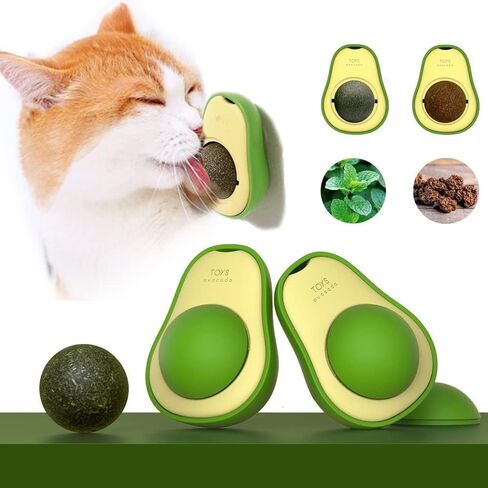 Spring Blossoms Avocado Catnip Wall Ball Cat Toys Catnip,Snack Healthy Rotatable Treats Kitten Playing Toy,Edible Cat Mint Licking Ball(Catnip & Catnip) in Saudi Arabia