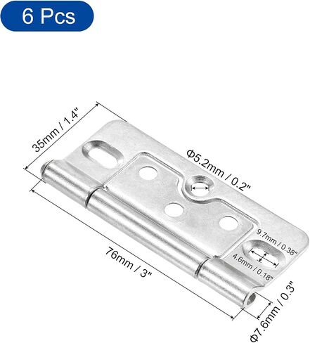 uxcell 6 قطع 3x1.4 بوصة مفصلات باب غير نقر لا ضوضاء مفصلات باب ثنائية الطي لخزانة الأثاث وخزانة الملابس، لون فضي in Saudi Arabia