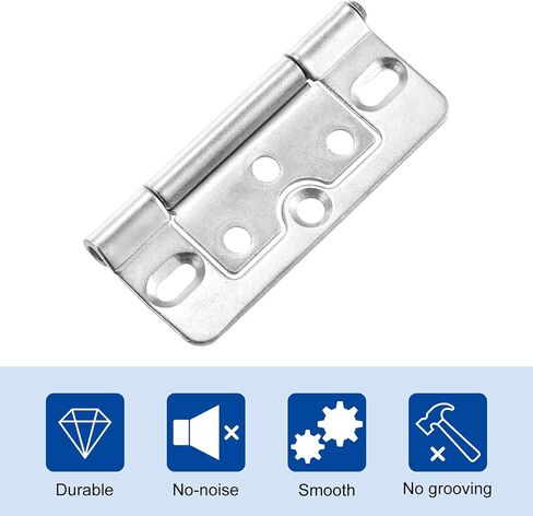 uxcell 6 قطع 3x1.4 بوصة مفصلات باب غير نقر لا ضوضاء مفصلات باب ثنائية الطي لخزانة الأثاث وخزانة الملابس، لون فضي in Saudi Arabia