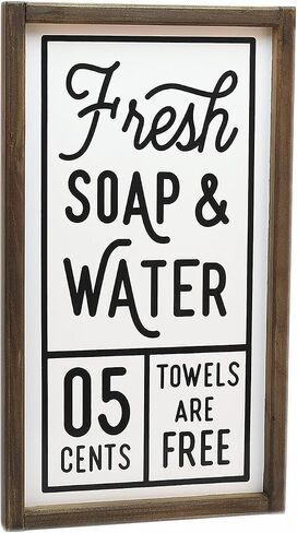 Lavender Inspired Fresh Soap and Water Sign-Farmhouse Bathroom Wall Decor-Rustic Bathroom Signs-Farmhouse Home Decor-Bath Sign-Guests Room Decor-Powder Room Sign-Housewarming Gifts (Black) in Saudi Arabia
