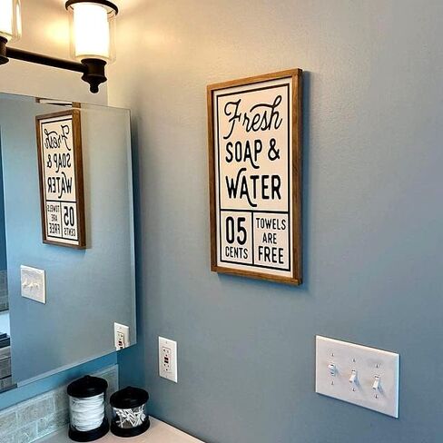 Lavender Inspired Fresh Soap and Water Sign-Farmhouse Bathroom Wall Decor-Rustic Bathroom Signs-Farmhouse Home Decor-Bath Sign-Guests Room Decor-Powder Room Sign-Housewarming Gifts (Black) in Saudi Arabia