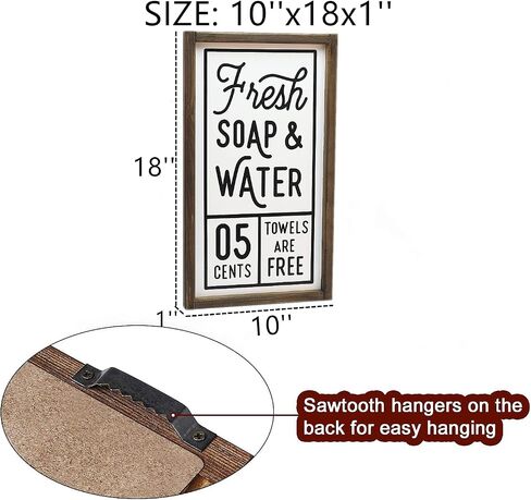 Lavender Inspired Fresh Soap and Water Sign-Farmhouse Bathroom Wall Decor-Rustic Bathroom Signs-Farmhouse Home Decor-Bath Sign-Guests Room Decor-Powder Room Sign-Housewarming Gifts (Black) in Saudi Arabia