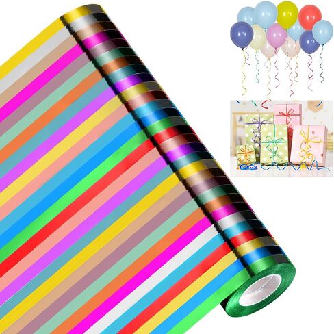 30 لفة من شريط البالونات المموج بألوان متنوعة للحرف اليدوية، وأعياد الميلاد، وعيد الحب، وحفلات الزفاف، وديكورات الحفلات (ألوان مختلطة 3/16 بوصة) in Kuwait