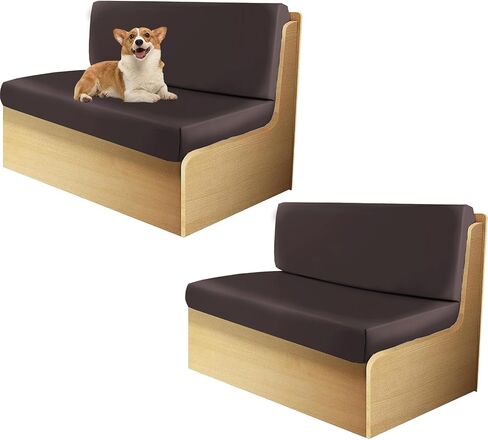PU Leather RV Dinette Cushion Covers, Waterproof Couch Cover for Dogs Sofa Seat Slipcovers Furniture Protectors for RV Camper Car Bench Cover RV Booth Seat Covers, 2 sets, Brown in Saudi Arabia