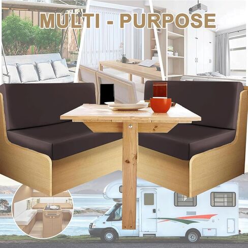PU Leather RV Dinette Cushion Covers, Waterproof Couch Cover for Dogs Sofa Seat Slipcovers Furniture Protectors for RV Camper Car Bench Cover RV Booth Seat Covers, 2 sets, Brown in Saudi Arabia