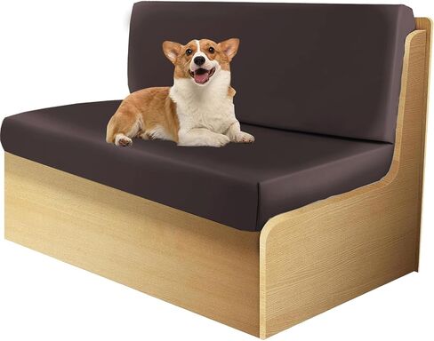 PU Leather RV Dinette Cushion Covers, Waterproof Couch Cover for Dogs Sofa Seat Slipcovers Furniture Protectors for RV Camper Car Bench Cover RV Booth Seat Covers, 2 sets, Brown in Saudi Arabia