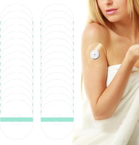 30 Pack Glucose Sensor Covers Medical Adhesive Patch, Transparent Pre-Cut CGM Tape with No Glue in The Center, Waterproof and Strong Stick for Long Lasting Without Hole (Green) in Saudi Arabia