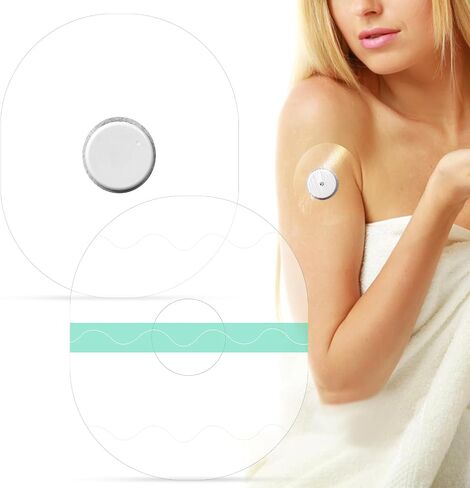 30 Pack Glucose Sensor Covers Medical Adhesive Patch, Transparent Pre-Cut CGM Tape with No Glue in The Center, Waterproof and Strong Stick for Long Lasting Without Hole (Green) in Saudi Arabia