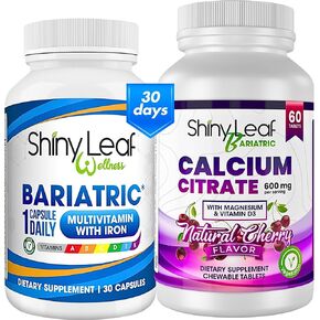 Bariatric Multivitamin with Iron Once-a-Day and Cherry Chewable Calcium Citrate for Post Bariatric Surgery Including Gastric Bypass and Sleeve (1 Month)