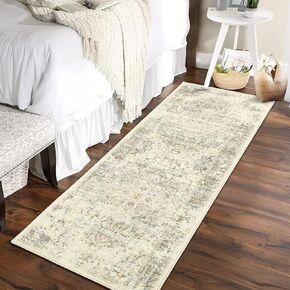 Boho Rug Large Washable Rugs 10x13 Area Rugs for Living Room, Area Rugs 10x13 for Bedroom, Low-Pile Area Rugs with Non-Slip TPR Backing, Vintage Carpet for High Traffic, Grey