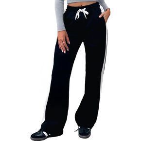 Wide Leg Sweatpants Women Track Pants Women, Drawstring Straight Leg Lightweight Lounge Pants with Pockets