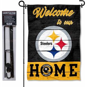 WinCraft Pittsburgh Steelers Welcome to Our Home Garden Flag and Flagpole Mount