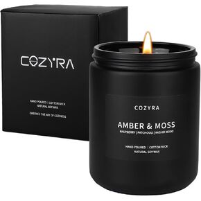 Scented Candles Men Vanilla Candle for Home Soy Candles Gifts for Men Clean Burning Long Lasting Candles Scents of Leather/Oak/Lavender/Smoke & Vanilla Help Sleep VANILLA OASIS, 7.6oz-Black Jar