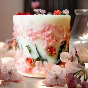 Botanical Crystal Candle, Organic Natural Dried Flowers, Aromatherapy, Peach Scented Fragrance, Meditation, Manifestation, Intention, Long Lasting Candles, Christmas, Mother’s Day, Gift for Woman