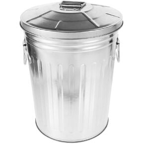 ABOOFAN Galvanized Trash Can with Lid, 8L Round Garbage Can Wastebasket Double Handle Metal Bucket Compost Bin Vintage Flower Pot for Home Office Bathroom Farm
