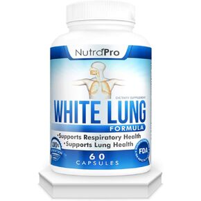 الرئة البيضاء من NutraPro - تطهير الرئة والتخلص من السموم.دعم صحة الرئة. يدعم صحة الجهاز التنفسي. 60 كبسولة - صُنعت في منشأة معتمدة لممارسات التصنيع الجيدة (GMP).