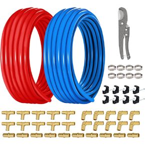 SUNGATOR 1/2 Inch Pex-B Tubing, Pex-B Pipe 100 Feet x 2 Rolls, 1/2'' Blue & Red Pex Pipe Coil For Plumbing, Pex-B Plumbing Tubing for Potable Water (All-in-One)