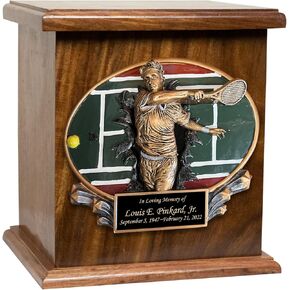 Tennis Cremation Urn, Wood Urn, Tennis Funeral Urn, Wooden Funeral Urn, Tennis Team, Sports Urn with Engraving