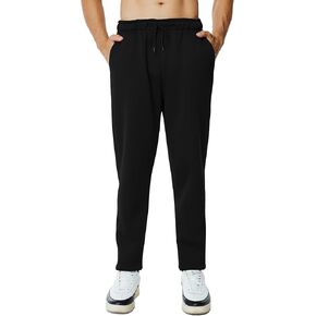 Men's Fleece Sweatpants Open Bottom Lounge Pants Casual Elastic Waist Jogger Pants with Pockets