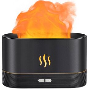 Essential Oil Diffusers, New Air Diffuser with Flame Lights Mist, 230ml Air Humidifier, Diffusers for Bedroom, Home, Office, Ultra Silent & Auto Off Function(Black)