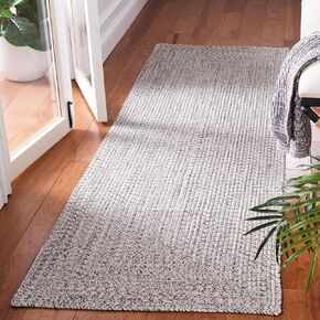 SAFAVIEH Braided Collection Runner Rug - 2'3" x 8', Grey & Ivory, Handmade Farmhouse, Ideal for High Traffic Areas in Living Room, Bedroom (BRA201F)