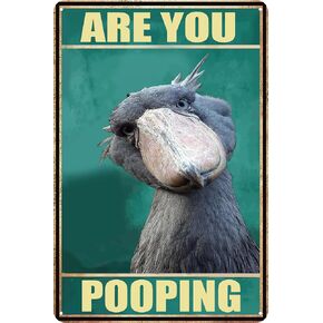 Funny Sign Vintage Tin Metal Sign Retro Wall Art Are You Pooping Shoebill for Bathroom Study Entryway Living Room and Bar Great Gift for Friends 12x8 Inch (Shoebill) in Saudi Arabia