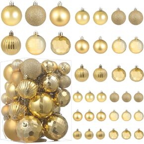 Christmas Ball Ornaments for Christmas Decorations,36pcs Xmas Tree Shatterproof Ornaments with Hanging Loop for Xmas Tree Wedding Holiday Party Home Decor,6 Styles in 3 Sizes (Champagne)