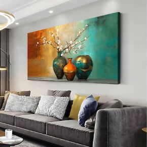 اللوحة الحديثة الزهور في النباتات المزهرية جدار الفن ديكور فني لغرفة النوم (30x60 بوصة)