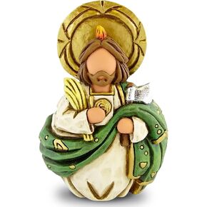 San Benito Abad Statue Hand Painted - Resin Religious Decor for Nightstand or Mini Altar - Perfect for Home and Devotional Gifts (San Benito Abad)