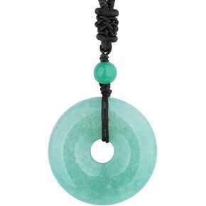 Crystal Necklace Lucky Coin Healing Crystal and Stone Pendant with Adjustable Rope Natural Quartz 30mm Round Cricle Gemstone Necklaces Jewelry