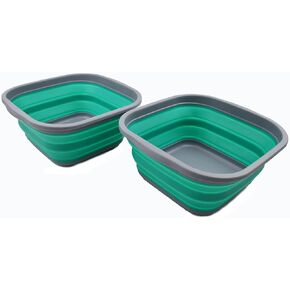 SAMMART 5.5L (1.4 gallons) Collapsible Plastic Washing Tub - Portable Washing Basin - Foldable Tub - Easy Storage Space Saving Kitchen Washtub (Grey + Pale Blue (Set of 2))