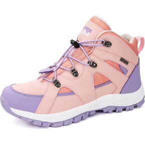 R CORD Kids Hiking Boots Waterproof Girls Hiking Boots Durable TPR Traction Outsole Anti-Skid Athletic Drawstring Closure