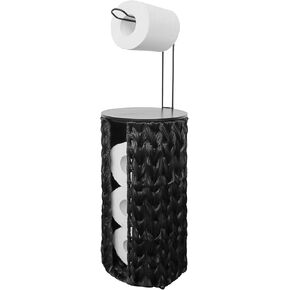 Wicker Toilet Paper Storage with Lid,Rattan Decorative Farmhouse Holder Basket for Toilet Paper,Woven Hyacinth Bathroom 4 Rolls of Toilet Tissue Storage,Free Stand
