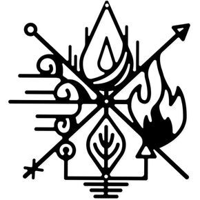 NBEADS 4 Elements Wall Decor, Wind Water Earth Fire Vector Symbols Wall Sculpture, Black Metal Art Ornament Decorative Iron Wall Hanging Artwork with Screws for Indoor Outdoor Home